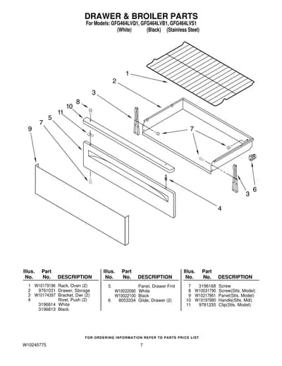 DRAWER & BROILER PARTS