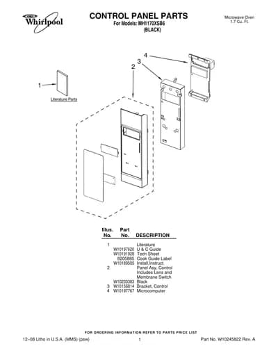 CONTROL PANEL PARTS