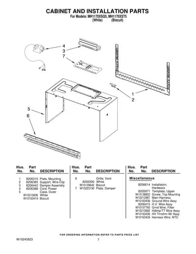 CABINET AND INSTALLATION PARTS