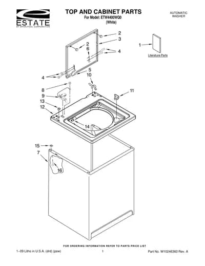 TOP AND CABINET PARTS