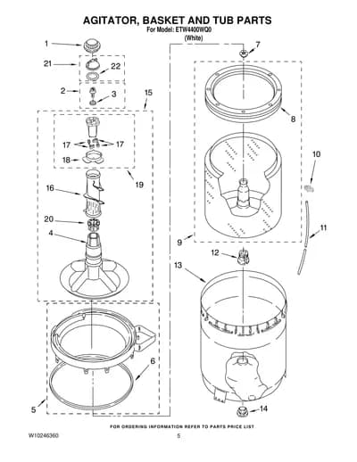 AGITATOR, BASKET AND TUB PARTS