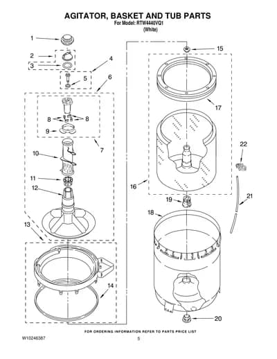 AGITATOR, BASKET AND TUB PARTS