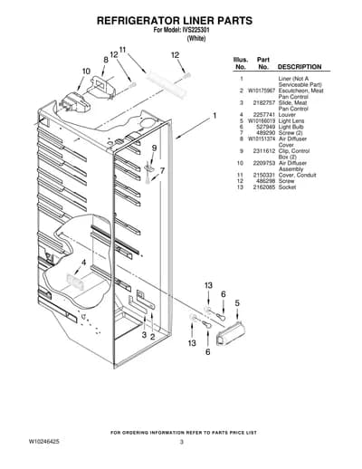 REFRIGERATOR LINER PARTS