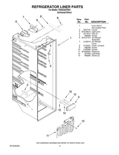 REFRIGERATOR LINER PARTS