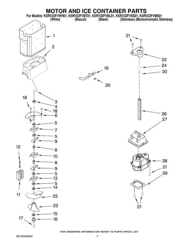 MOTOR AND ICE CONTAINER PARTS