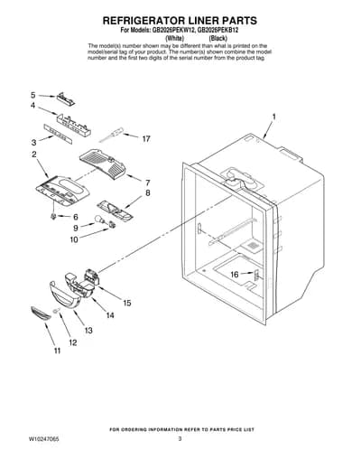 REFRIGERATOR LINER PARTS
