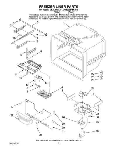 FREEZER LINER PARTS