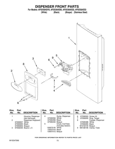 DISPENSER FRONT PARTS