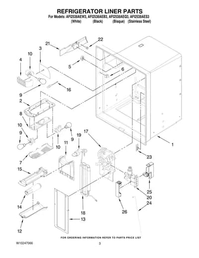 REFRIGERATOR LINER PARTS