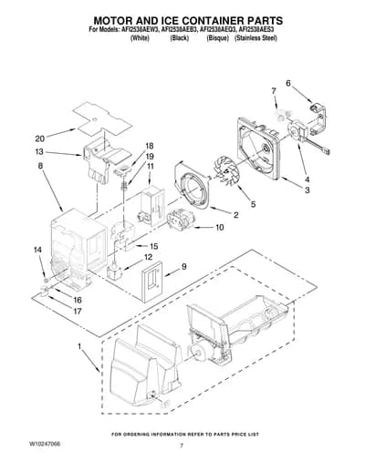 MOTOR AND ICE CONTAINER PARTS