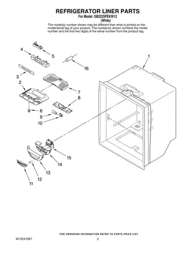 REFRIGERATOR LINER PARTS