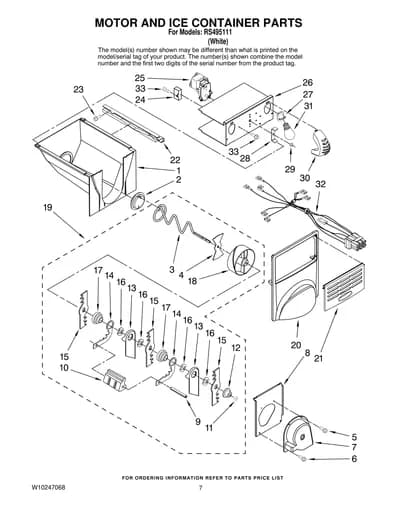 MOTOR AND ICE CONTAINER PARTS
