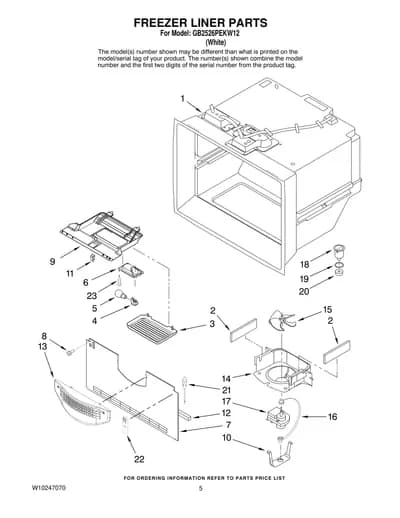 FREEZER LINER PARTS
