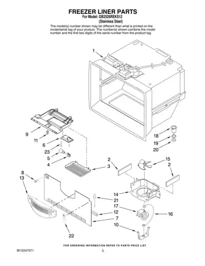 FREEZER LINER PARTS
