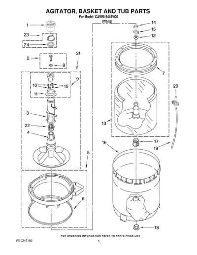 AGITATOR, BASKET AND TUB PARTS