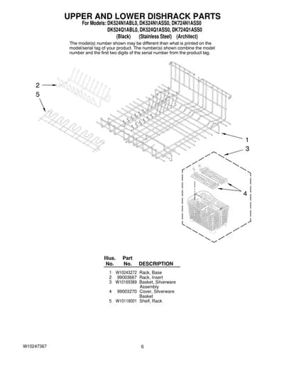UPPER AND LOWER DISHRACK PARTS