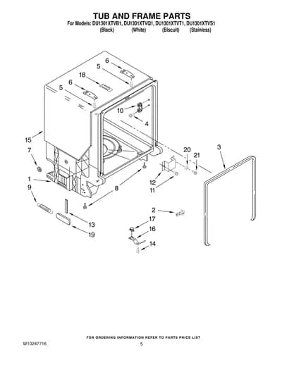 TUB AND FRAME PARTS