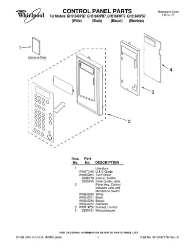CONTROL PANEL PARTS