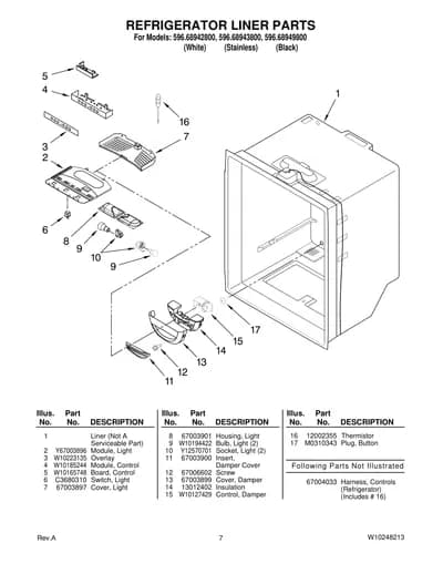 REFRIGERATOR LINER PARTS