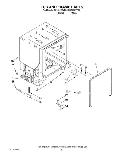 TUB AND FRAME PARTS