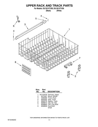 UPPER RACK AND TRACK PARTS