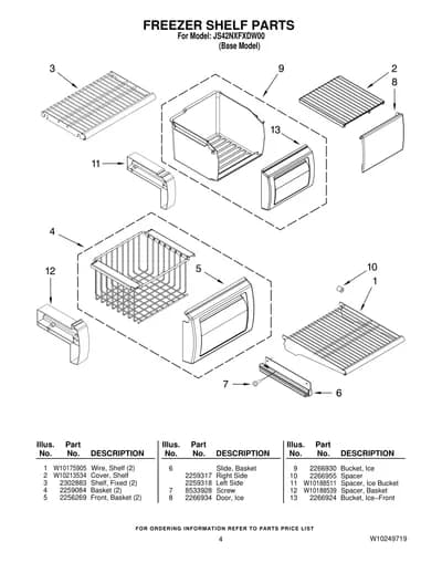 FREEZER SHELF PARTS