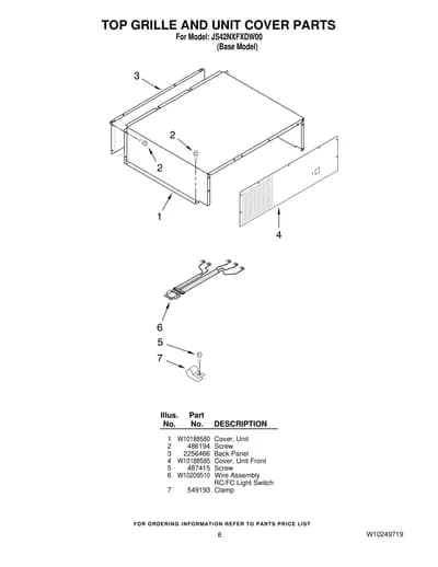 TOP GRILLE AND UNIT COVER PARTS