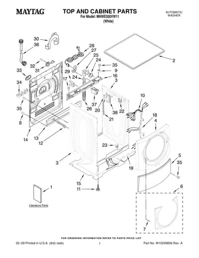 TOP AND CABINET PARTS