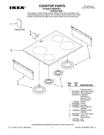COOKTOP PARTS