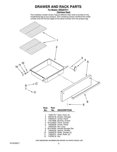 DRAWER AND RACK PARTS