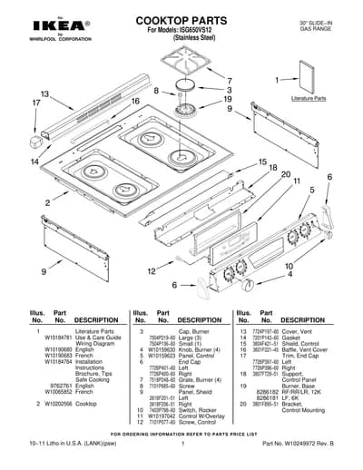 COOKTOP PARTS