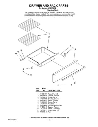 DRAWER AND RACK PARTS