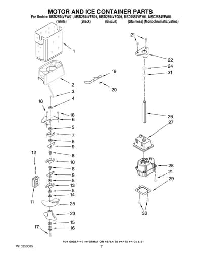 MOTOR AND ICE CONTAINER PARTS