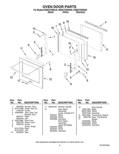 OVEN DOOR PARTS