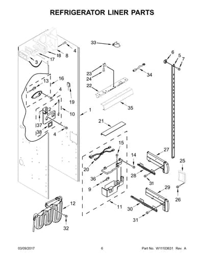 REFRIGERATOR LINER PARTS