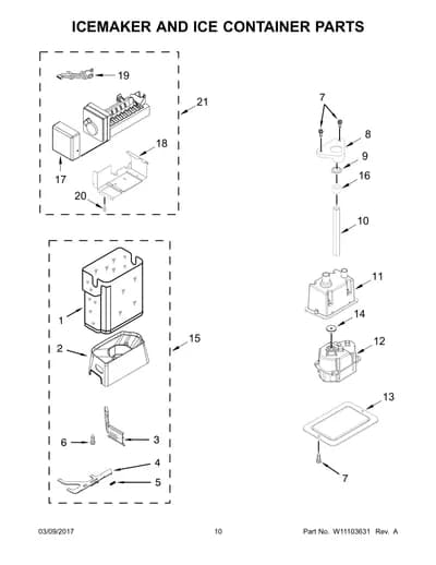 ICEMAKER AND ICE CONTAINER PARTS