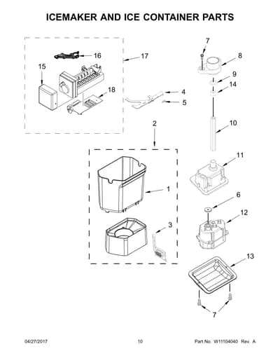 ICEMAKER AND ICE CONTAINER PARTS