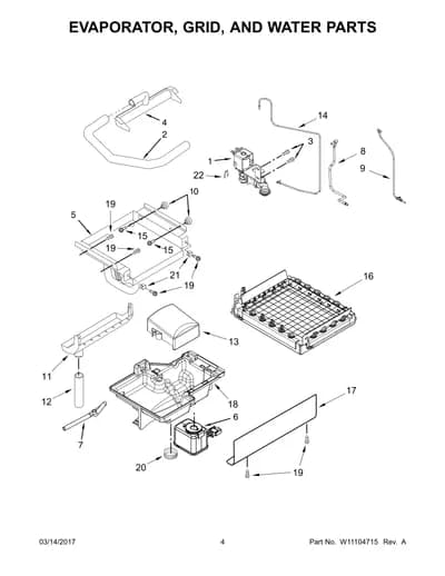 EVAPORATOR, GRID, AND WATER PARTS