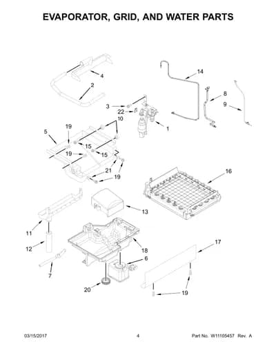 EVAPORATOR, GRID, AND WATER PARTS