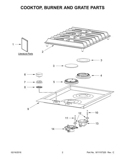 COOKTOP, BURNER AND GRATE PARTS