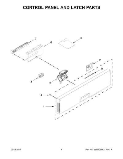 CONTROL PANEL AND LATCH PARTS
