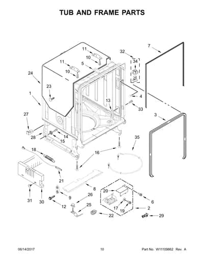 TUB AND FRAME PARTS