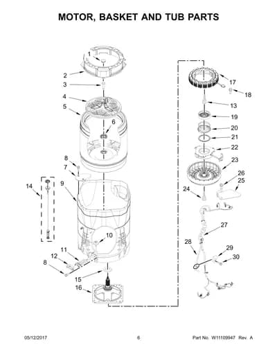 MOTOR, BASKET AND TUB PARTS