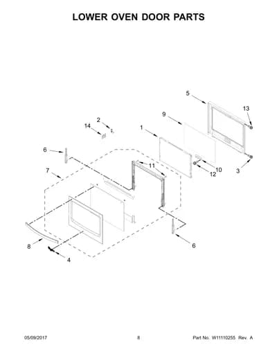 LOWER OVEN DOOR PARTS