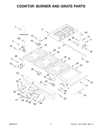 COOKTOP, BURNER AND GRATE PARTS
