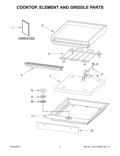 COOKTOP, ELEMENT AND GRIDDLE PARTS