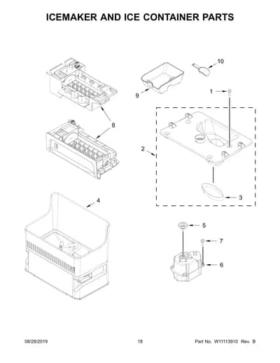 ICEMAKER AND ICE CONTAINER PARTS