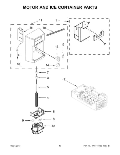 MOTOR AND ICE CONTAINER PARTS