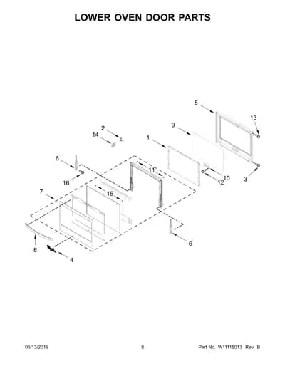 LOWER OVEN DOOR PARTS