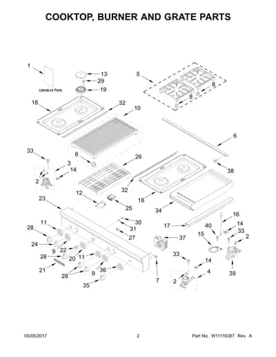 COOKTOP, BURNER AND GRATE PARTS